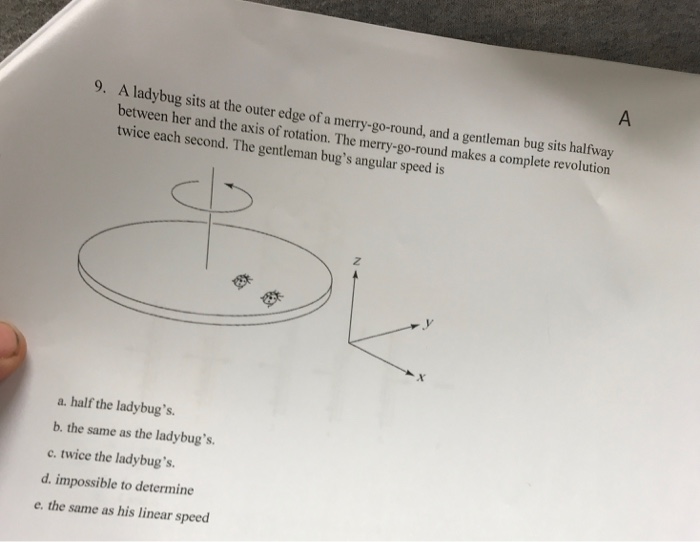 Solved 9. A ladybug sits at the outer ed between her and th | Chegg.com