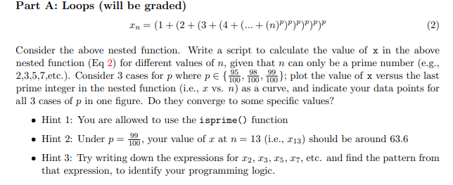 Part A: Loops (will be graded) In = (1+(2+(3+(4+ (... | Chegg.com