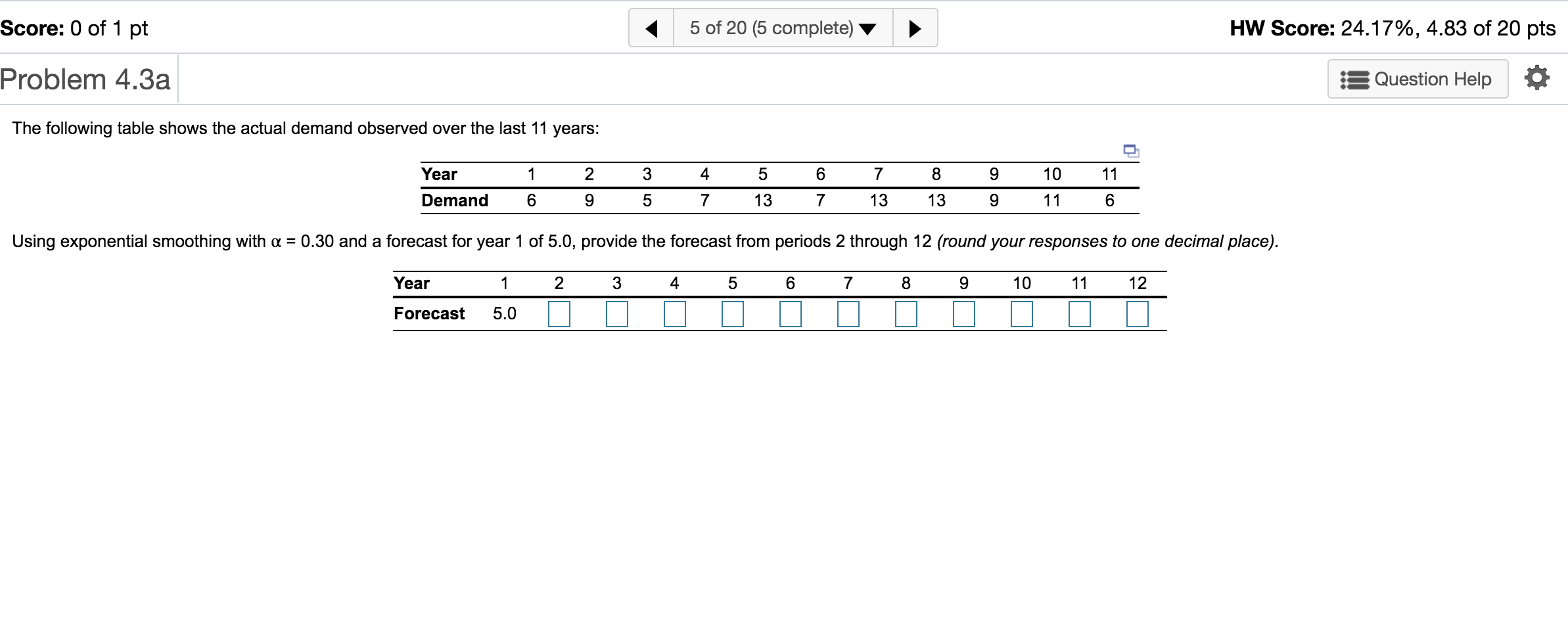 Solved Score: 0 of 1 pt 5 of 20 (5 complete) HW Score: | Chegg.com