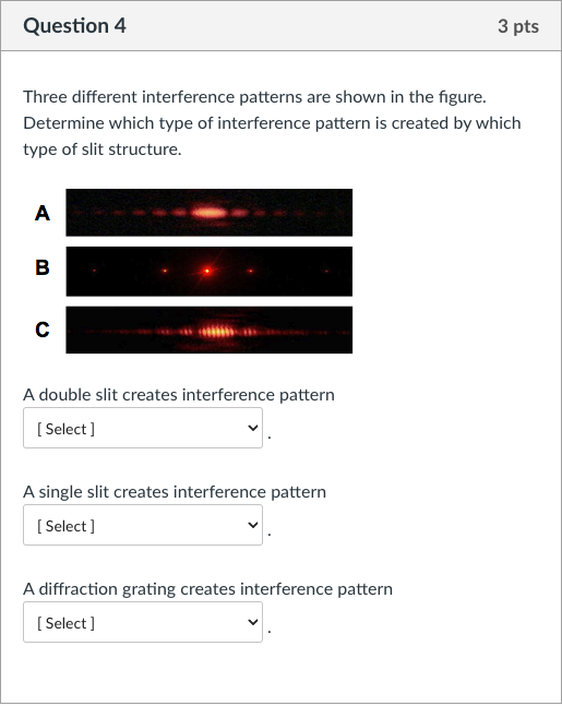 Solved Question 4Three different interference patterns are | Chegg.com