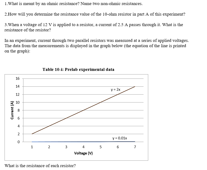 Solved 1. What is meant by an ohmic resistance? Name two