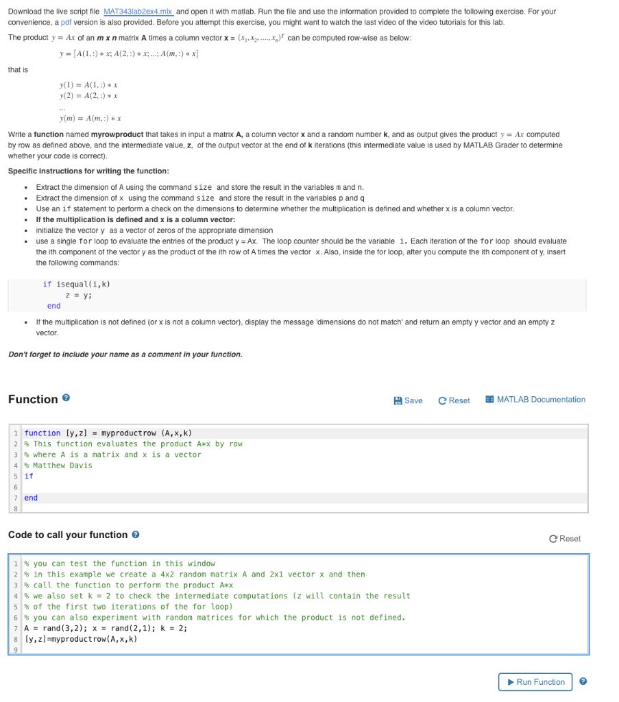 Solved Download the live script file MAT343lab2ex4.mix and | Chegg.com