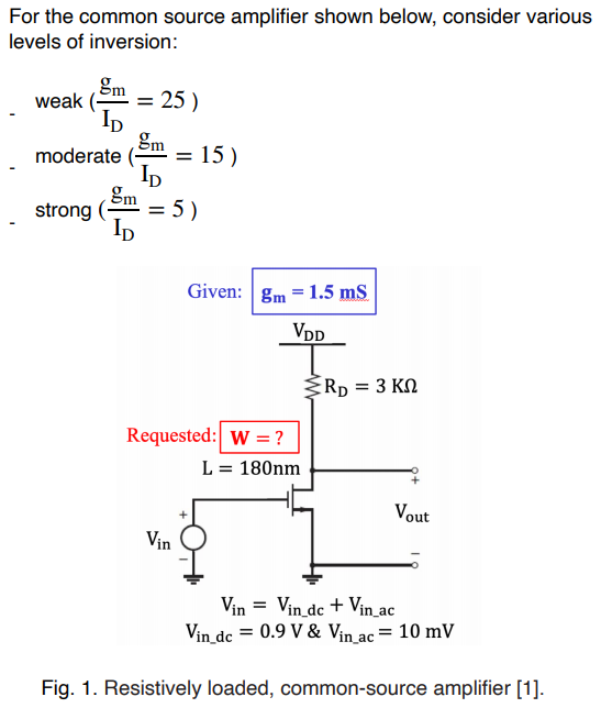 Solved For The Common Source Amplifier Shown Below, Consider | Chegg.com