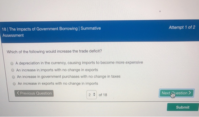 Solved Attempt 1 Of 2 18 The Impacts Of Government Borrowing | Chegg.com