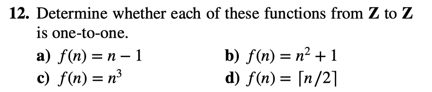 Solved 12 Determine Whether Each Of These Functions From Z 0751