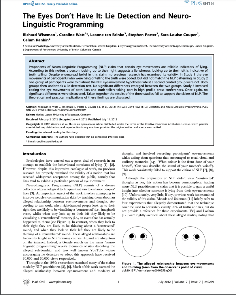 OPEN ACCESS Freely Available Online PLOS One The Eyes | Chegg.com