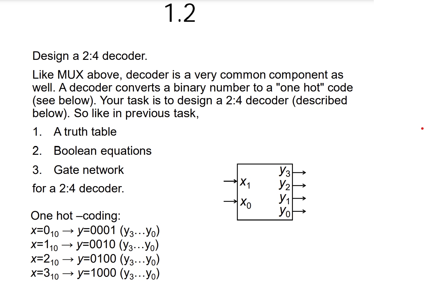 Solved Design a 2:4 ﻿decoder.Like MUX above, decoder is ﻿a | Chegg.com