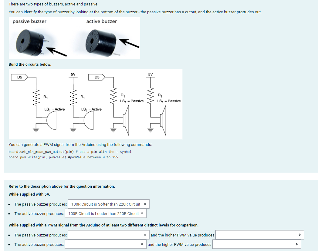 Solved There are two types of buzzers, active and passive. | Chegg.com
