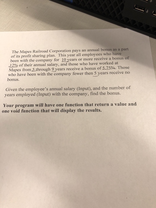 Solved The Mapes Railroad Corporation pays an annual bonus
