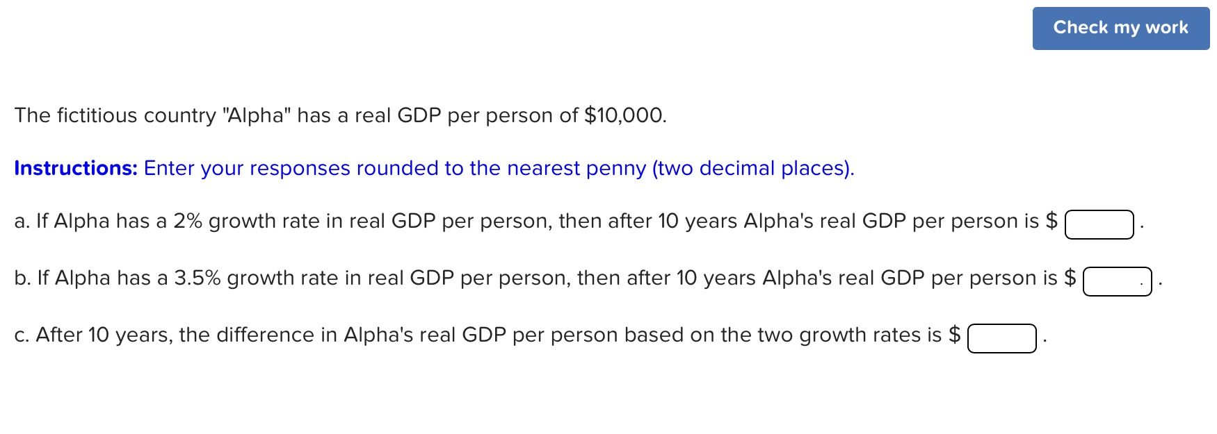 Solved The Fictitious Country "Alpha" Has A Real GDP Per | Chegg.com