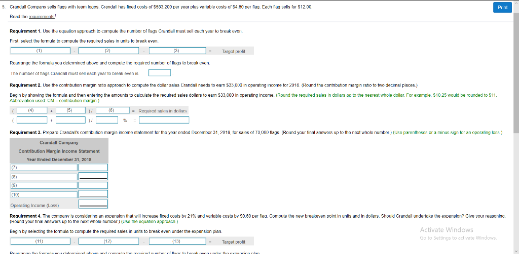 Solved Print 5. Crandall Company sells Mags with leam logos.