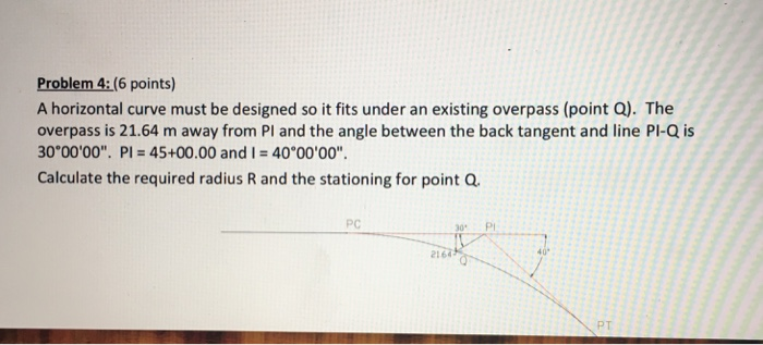 Solved A horizontal curve must be designed so it fits under | Chegg.com