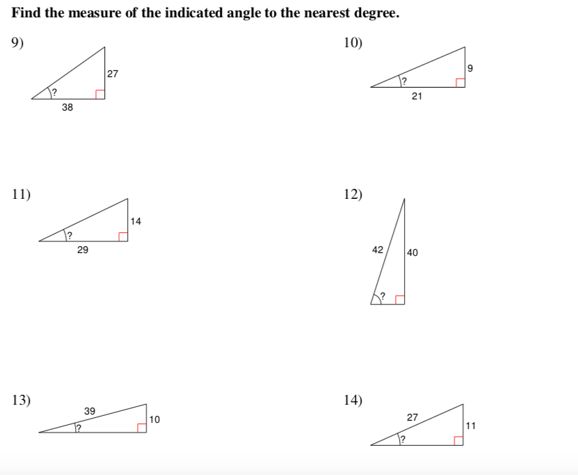 Solved Find each angle measure to the nearest degree. 1) sin