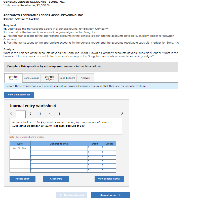 Solved Bowden Company (buyer) and Song, Inc. (seller).