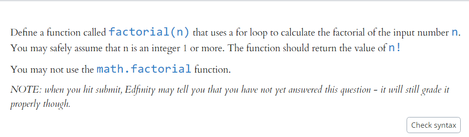 Solved Define a function called factorial( n) that uses a | Chegg.com
