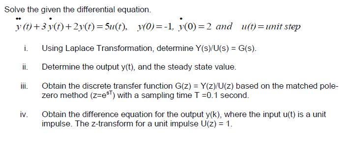 Solved Solve The Given The Differential Equation º T 3 Chegg Com