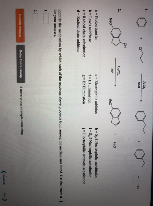 Solved Identify the mechanism by which each of the reactions | Chegg.com
