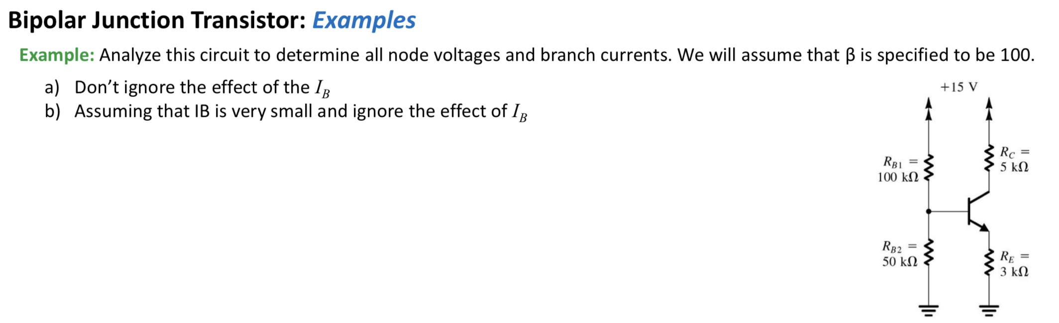 Solved Bipolar Junction Transistor Examples Example