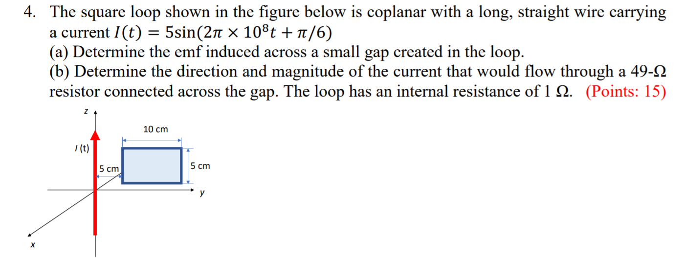 Solved 4. The square loop shown in the figure below is | Chegg.com