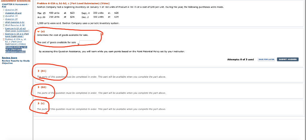 Solved Problem 6-03A a, b1-b2, c (Part Level Submission) | Chegg.com