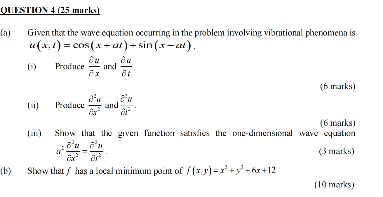 Solved QUESTION 4 (25 marks) (a) Given that the wave | Chegg.com