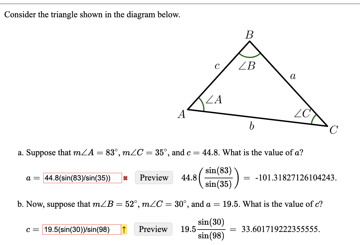 Solved Consider the triangle shown in the diagram below. a. | Chegg.com