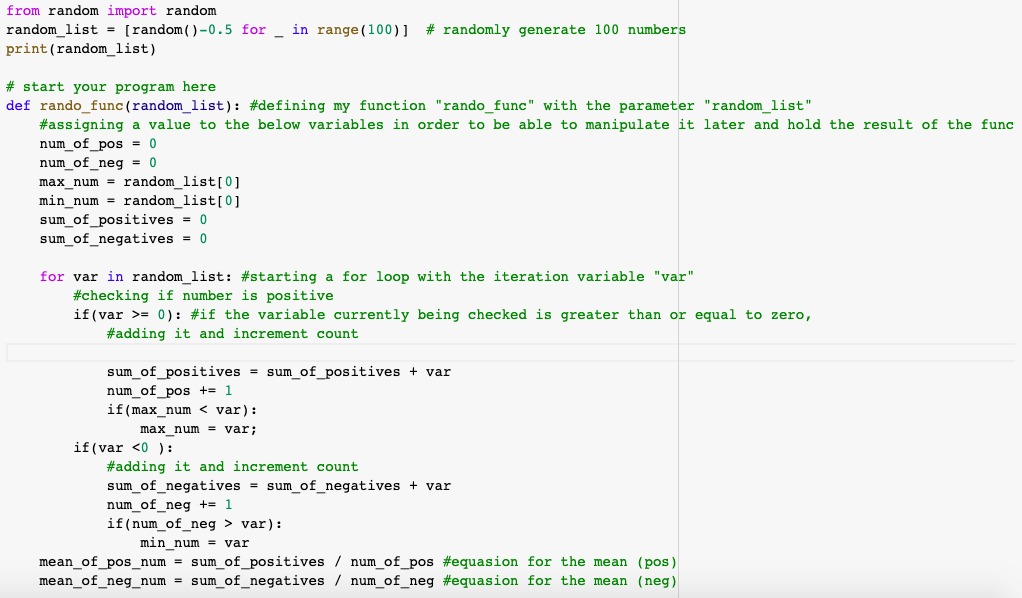 Solved The language is python, and I want a comment for | Chegg.com