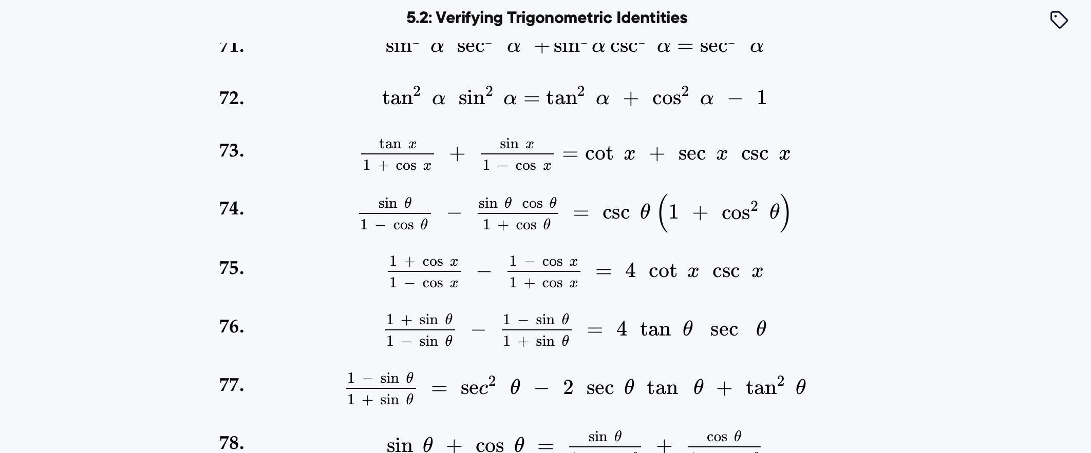 Solved 5.2 Verifying Trigonometric Identities