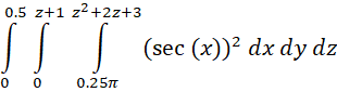 Solved ∫00.5∫0z+1∫0.25πz2+2z+3(sec(x))2dxdydz | Chegg.com