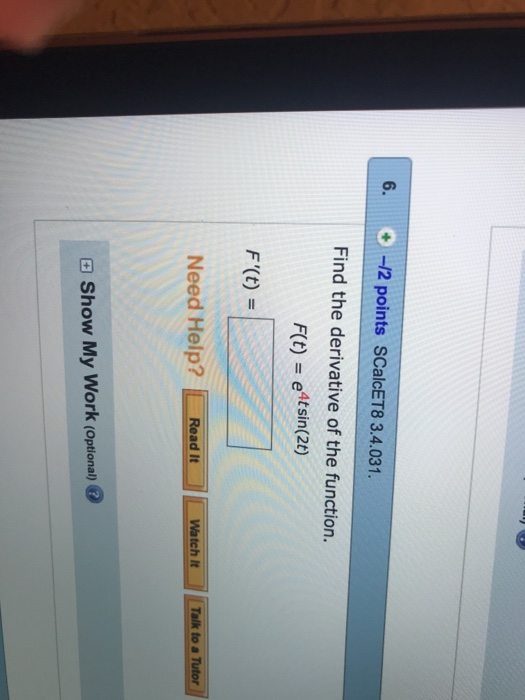 Solved 6. -12 Points SCalcET8 3.4.031 Find The Derivative Of | Chegg.com