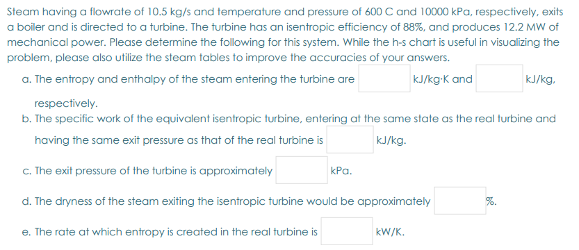 Solved Steam having a flowrate of 10.5 kg/s and temperature | Chegg.com
