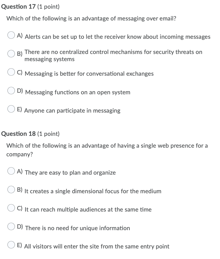 Solved Question 17 (1 point) Which of the following is an | Chegg.com - Which Of The Following Is True About Email And Messaging Safety?