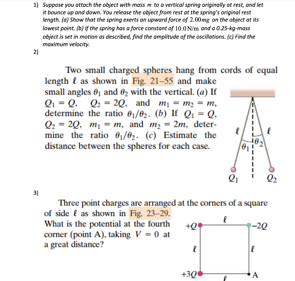 1) Suppose you attach the object with mass m to a | Chegg.com