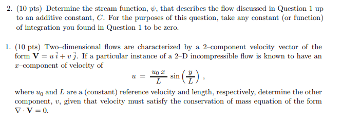 Solved ) Determine the stream function, ψ, that describes | Chegg.com