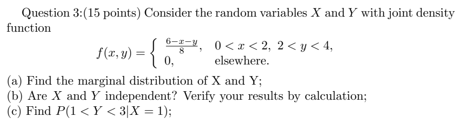 Solved Question 3:(15 points) Consider the random variables | Chegg.com