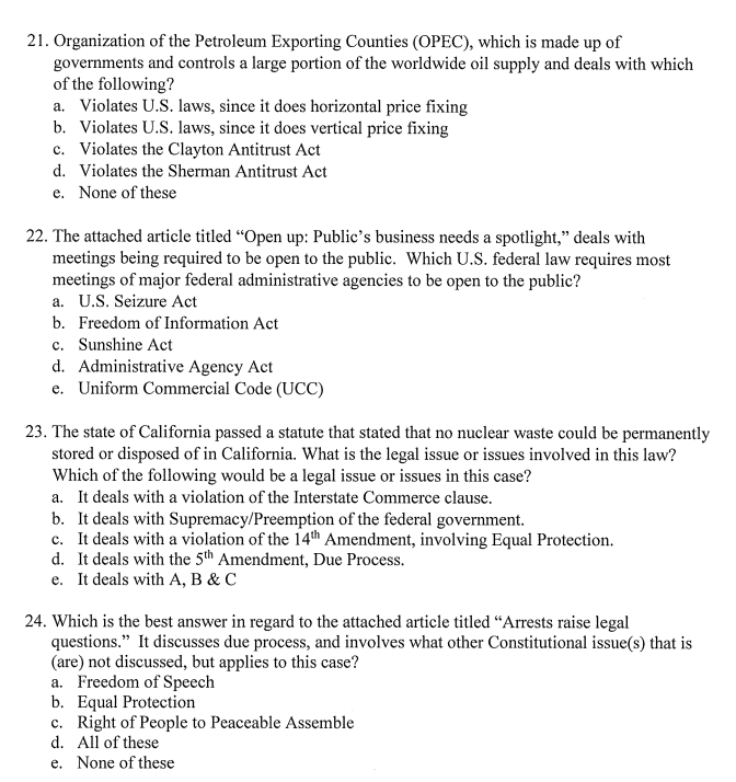 Solved 21. Organization of the Petroleum Exporting Counties 