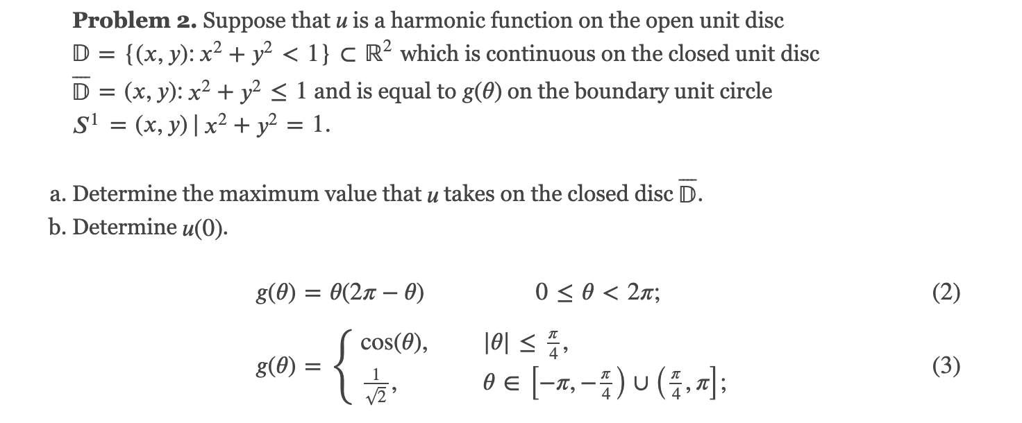 Solved و Problem 2. Suppose that u is a harmonic function on | Chegg.com