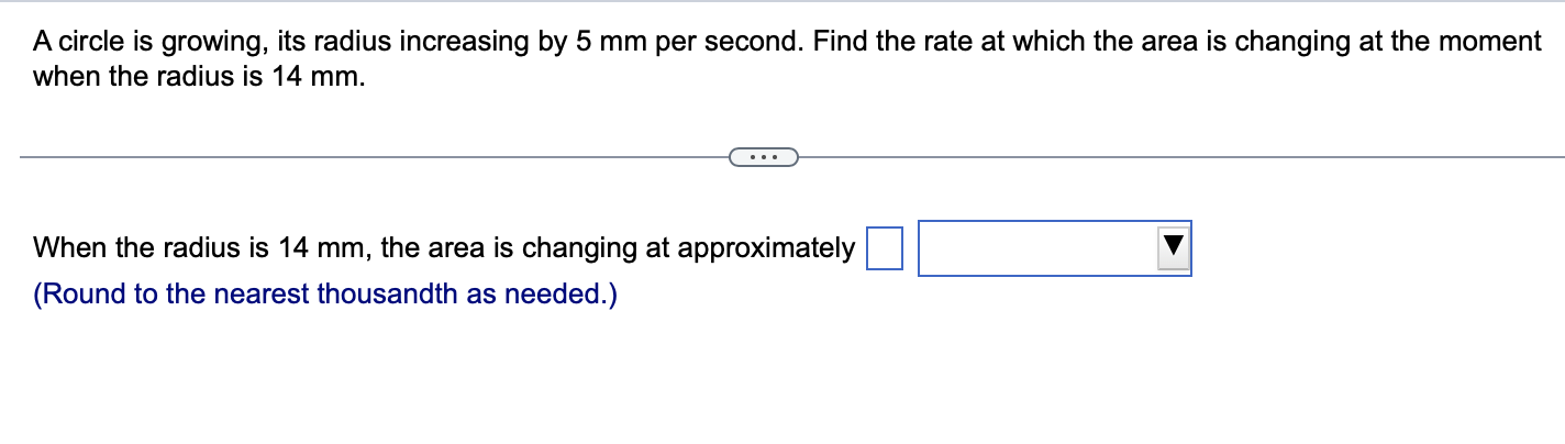Solved A circle is growing, its radius increasing by 5 mm | Chegg.com
