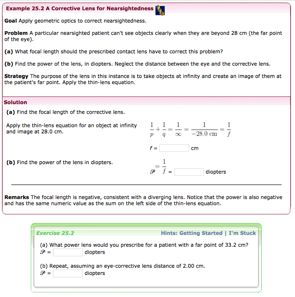 Solved Example 25.2 A Corrective Lens for Nearsightedness