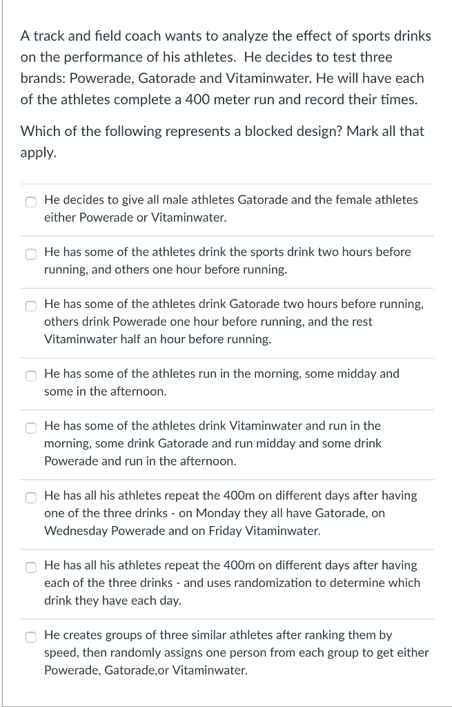 Solved A track and field coach wants to analyze the effect