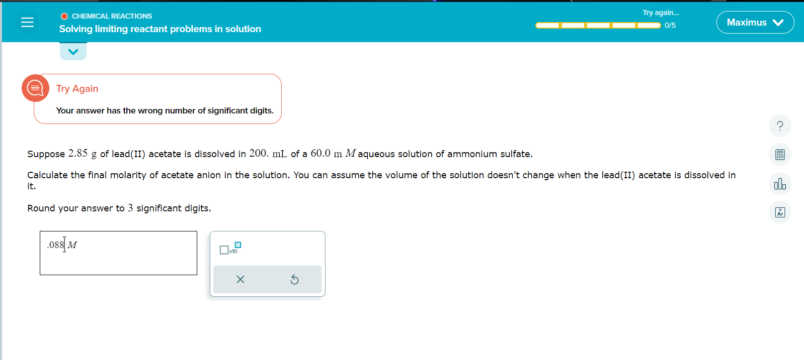 Solved Suppose 2.85g of lead(II) acetate is dissolved in