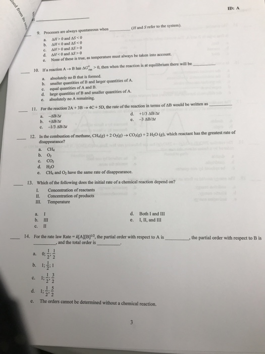 Solved Chem 112, Test Three Multiple Choice Identify the | Chegg.com