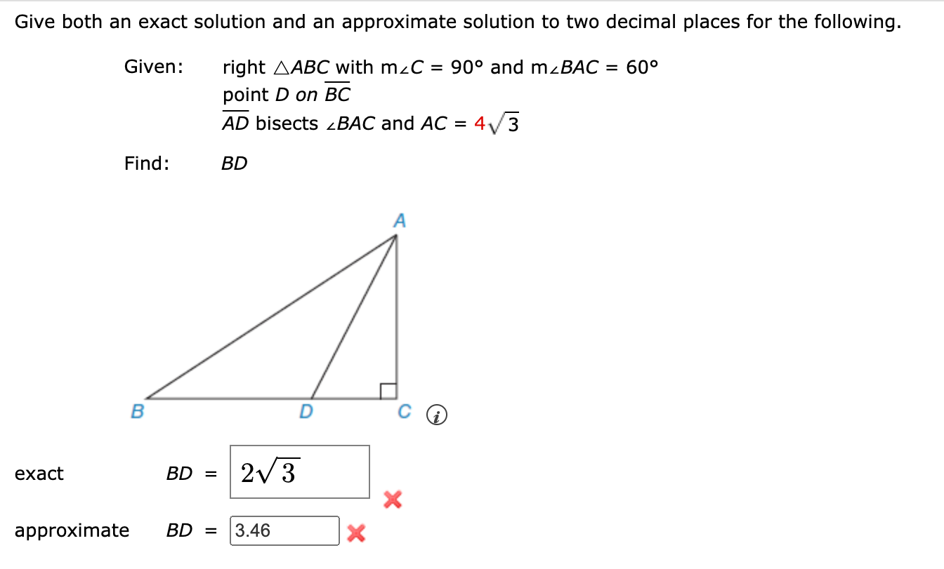 Solved Give Both An Exact Solution And An Approximate | Chegg.com