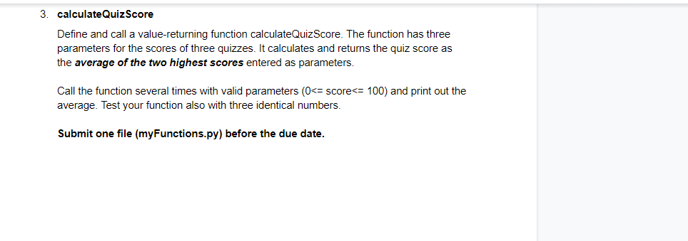 Solved 3. calculate Quiz Score Define and call a | Chegg.com