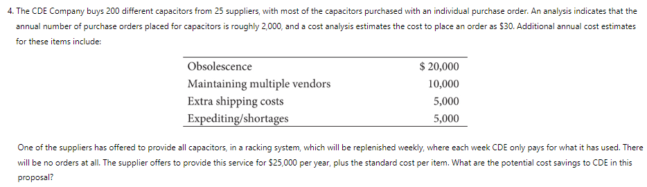 Solved 4. The CDE Company buys 200 different capacitors from | Chegg.com