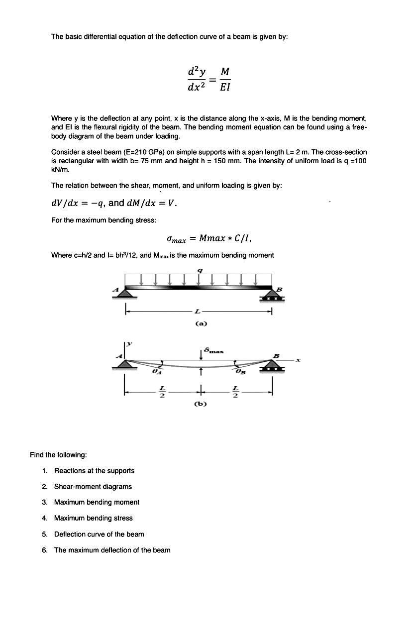 Solved The basic differential equation of the deflection
