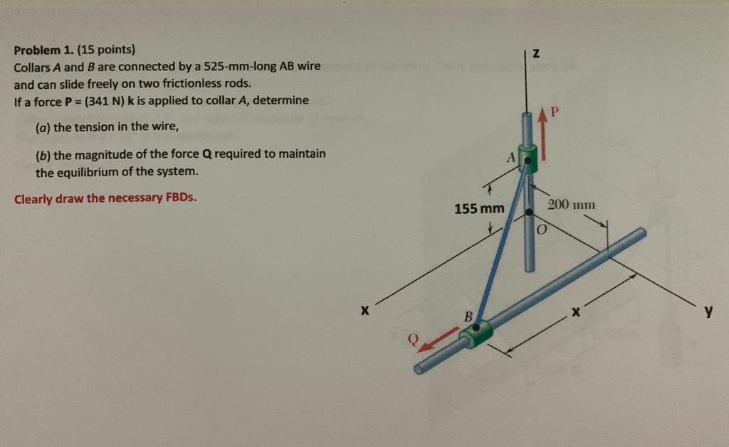 Solved Z Problem 1. (15 Points) Collars A And B Are | Chegg.com