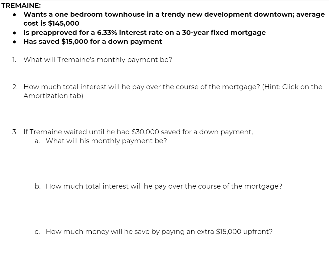 How much down on sale payment for townhouse