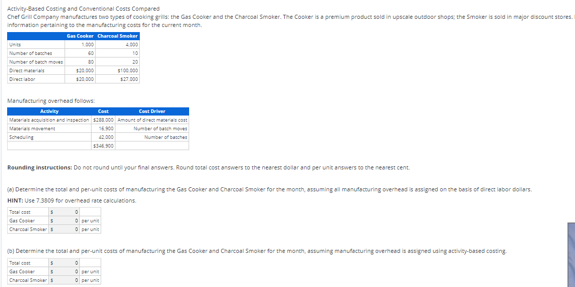 Solved Activity-Based Costing and Conventional Costs | Chegg.com