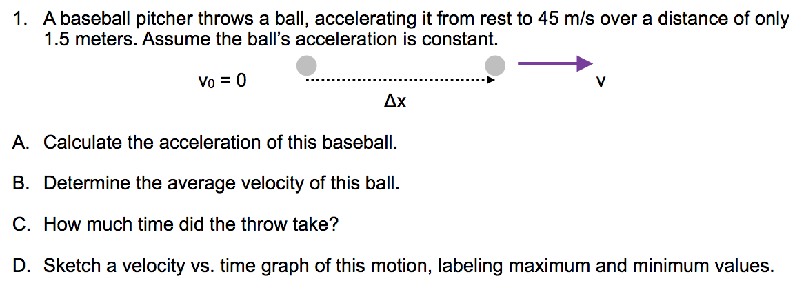 Solved 1. A baseball pitcher throws a ball, accelerating it | Chegg.com